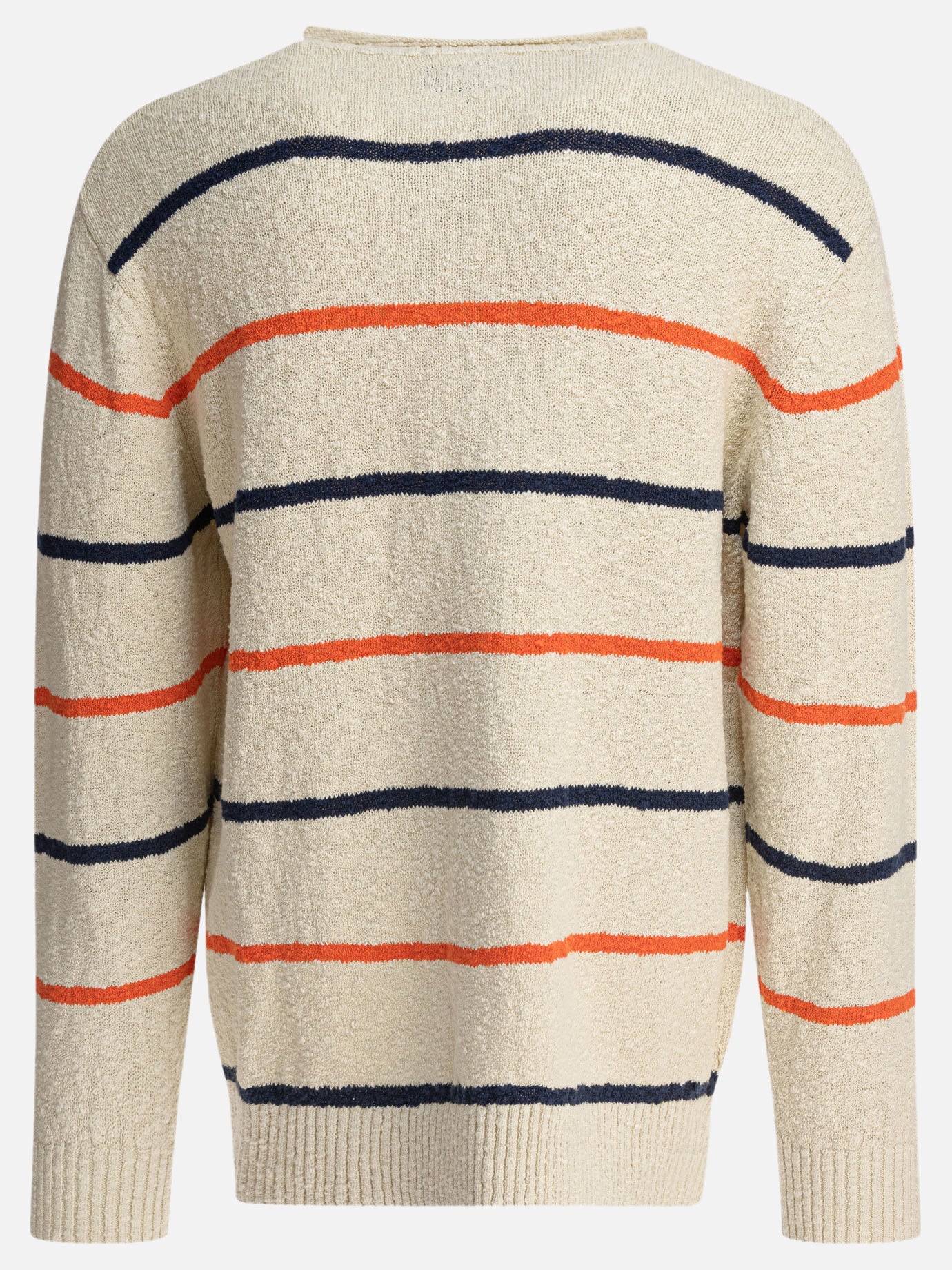 Beams Plus Striped crewneck sweater 10993804_S White 2
