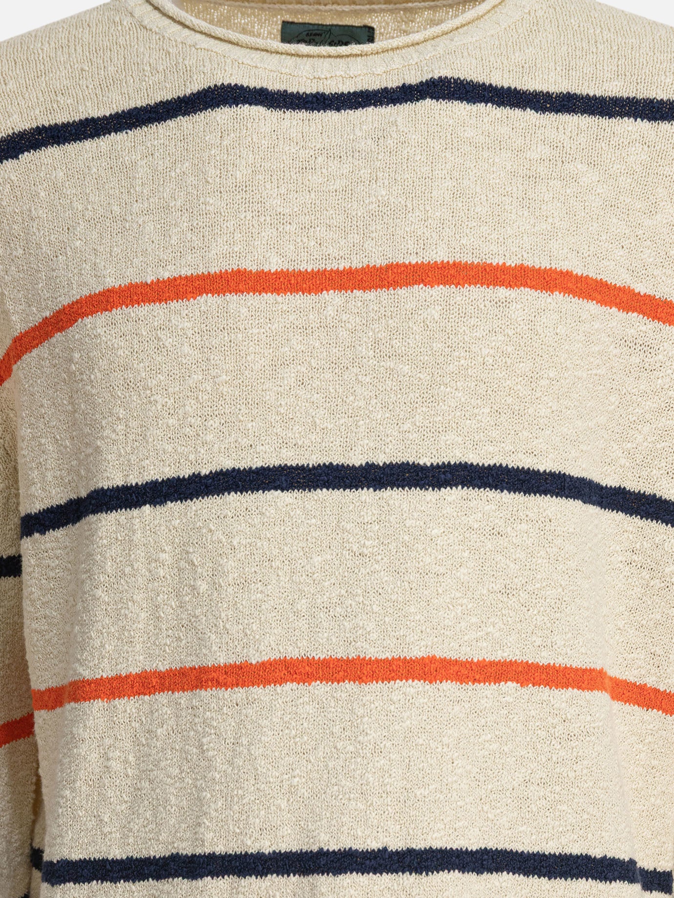 Beams Plus Striped crewneck sweater 10993804_S White 3