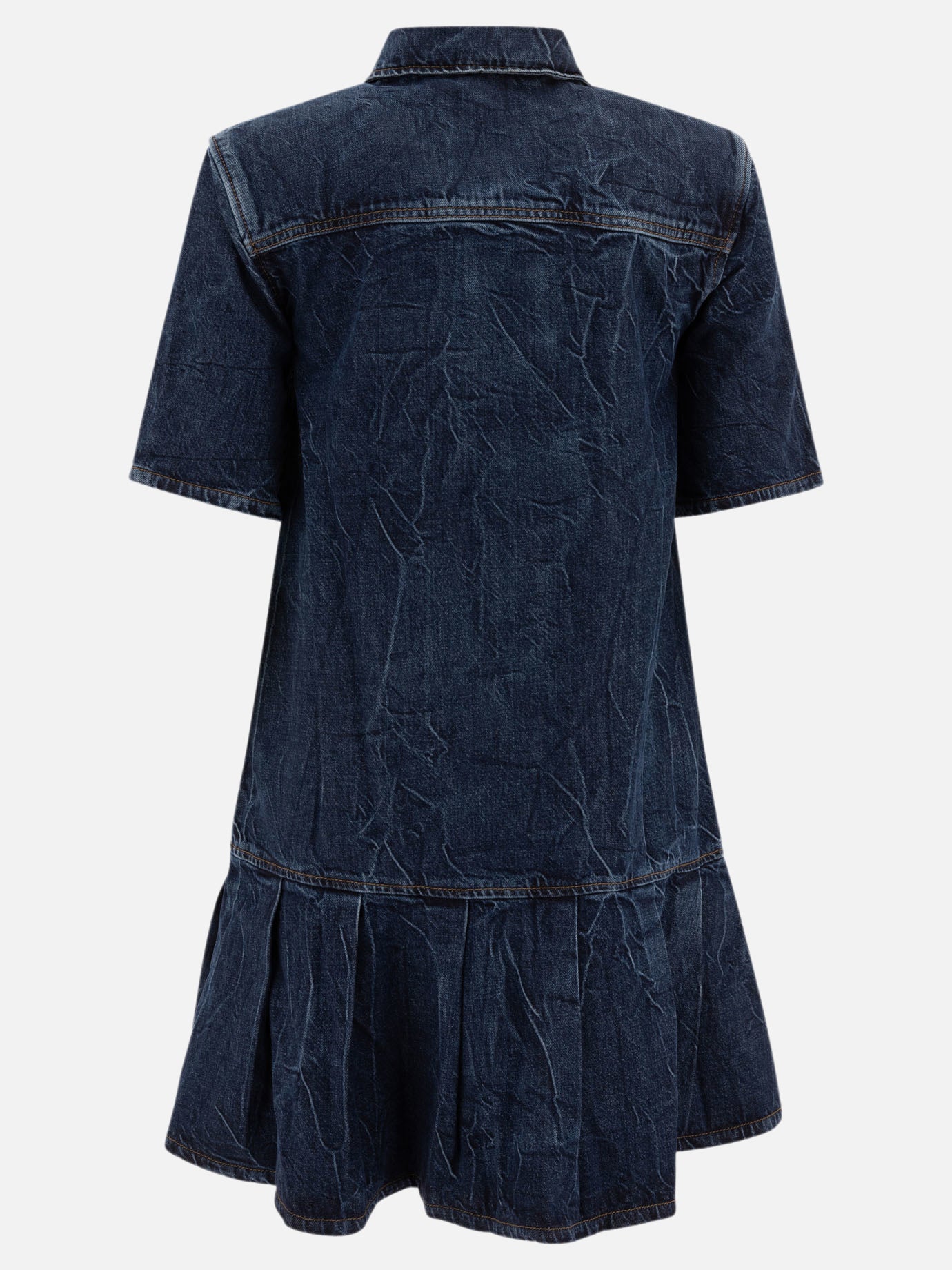 Ganni Mini abito in denim stropicciato 18766731_36 Blue 2