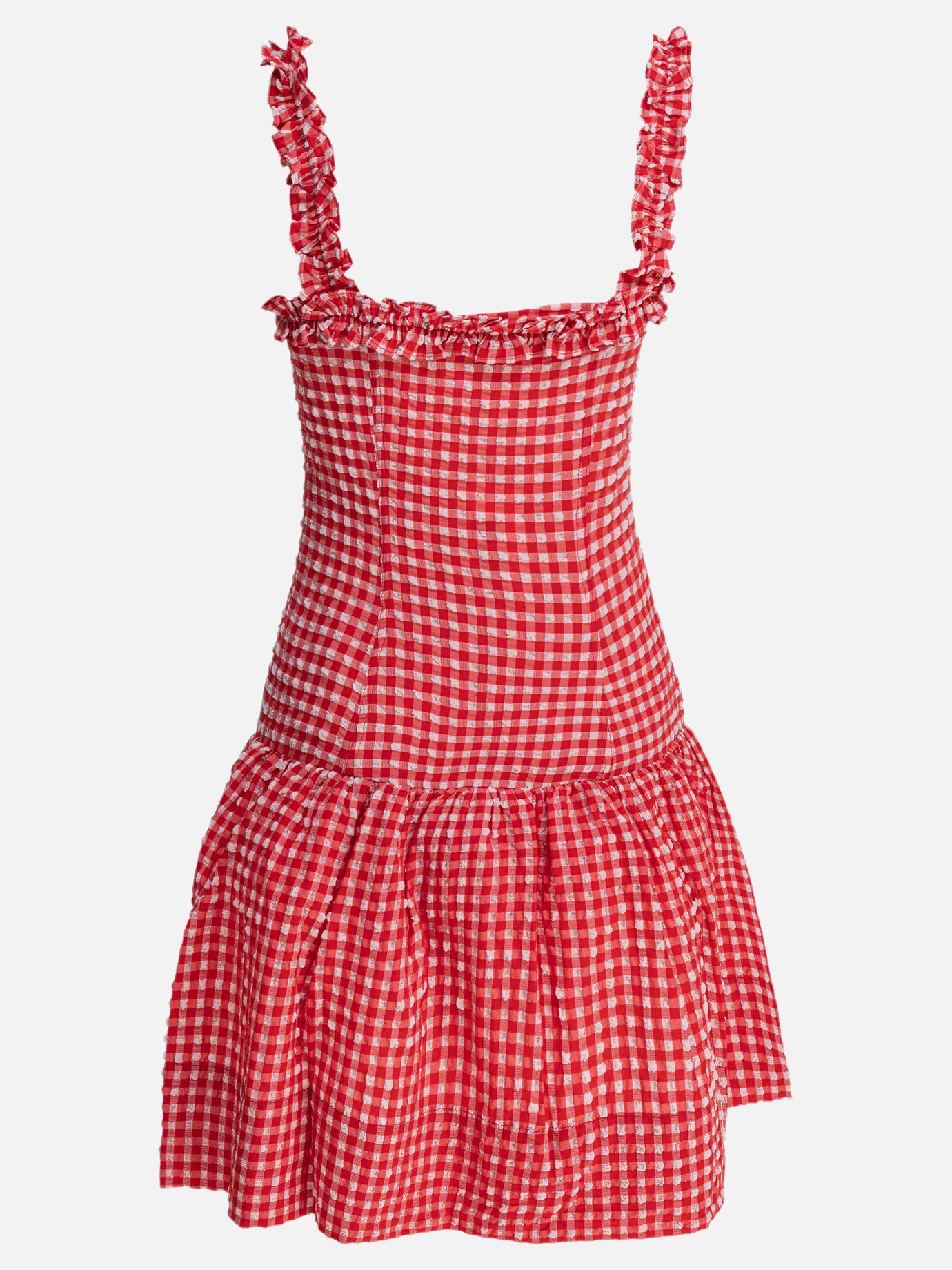 Mini dresses Gingham Red - Ganni Women | PDP | VIETTI Online Store | Mobile_slide_2