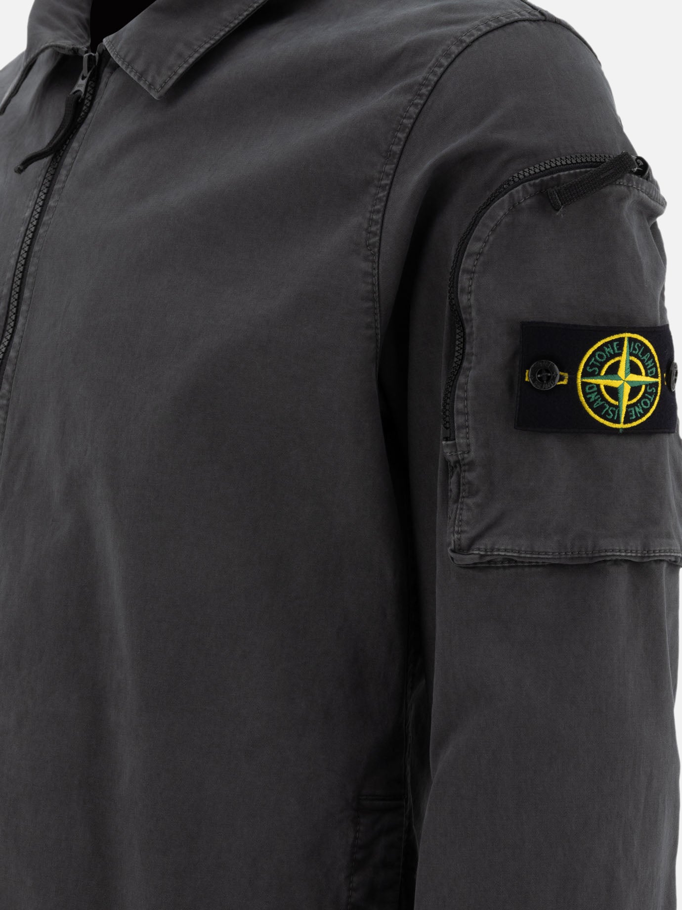 Stone Island Overshirt in cotone biologico effetto "Old" 19421923_M Grey 4