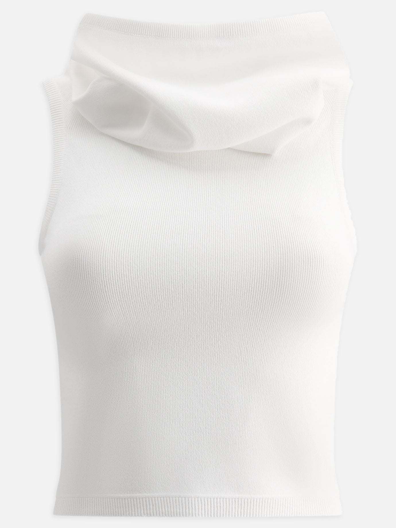 Alaïa Top con cappuccio in maglia 12053461_36 White 1