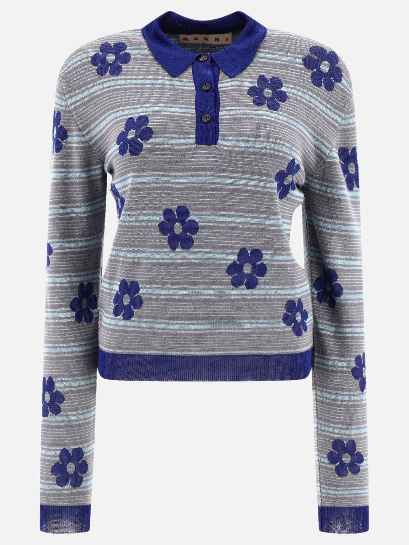 Marni Polo "Striped Flowers" 12440595_38 Light blue 1