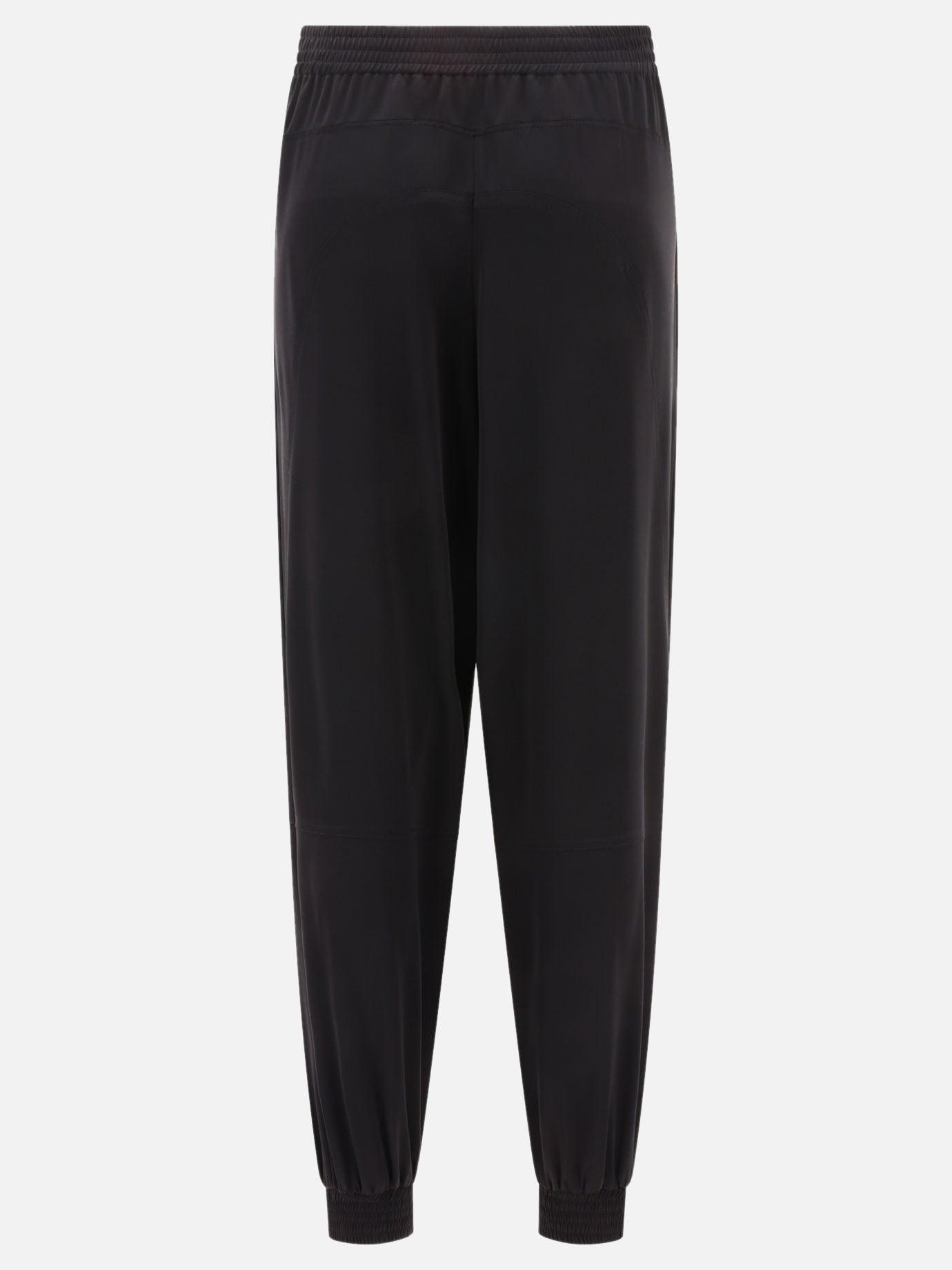 Elasticated trousers in crepe satin