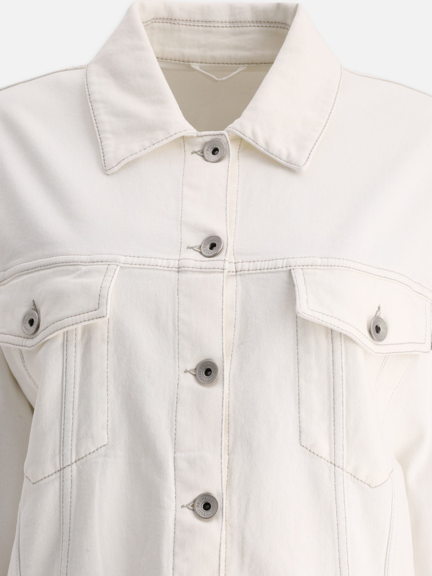 Giacche in denim 98% cotton 2% elastane  Bianco - Brunello Cucinelli Donna | PDP | VIETTI Online Store | Zoom-Modal_3

