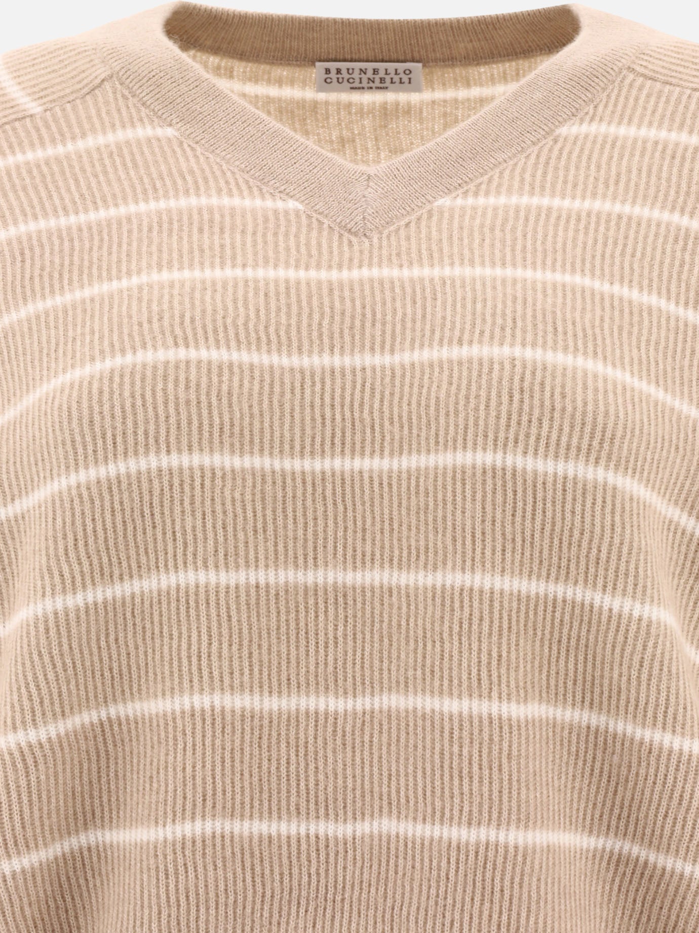 Striped english rib sweater with monili