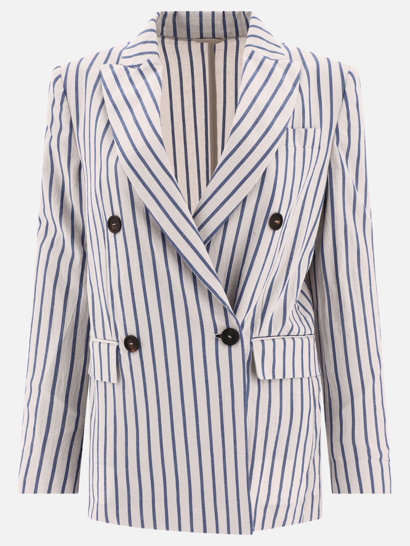 Blazer 95% cotton 3% linen 2% ramie  Azzurro - Brunello Cucinelli Donna | PDP | VIETTI Online Store | Zoom-Modal
