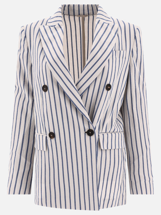 Blazer 95% cotton 3% linen 2% ramie  Azzurro - Brunello Cucinelli Donna | PLP | VIETTI Online Store 
