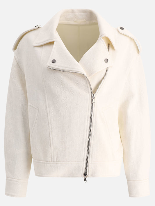 Giacche in pelle 66% cotton 34% linen  Bianco - Brunello Cucinelli Donna | PLP | VIETTI Online Store 
