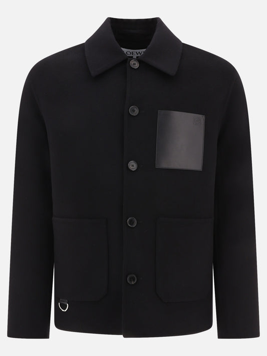 Cappotti corti 72% wool 20% leather 8% cashmere  Nero - Loewe Uomo | PLP | VIETTI Online Store 
