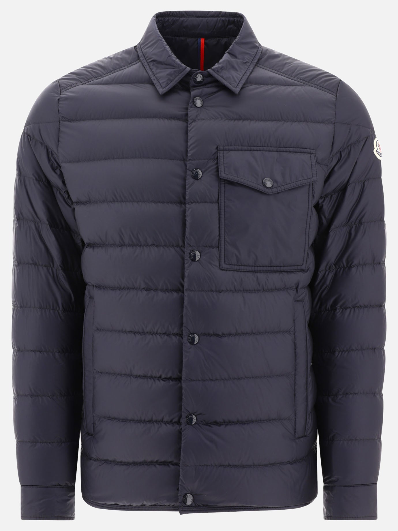 Piumini corti 100% polyamide - Padding: down and feathers  Blu - Moncler Uomo | PDP | VIETTI Online Store | Zoom-Modal

