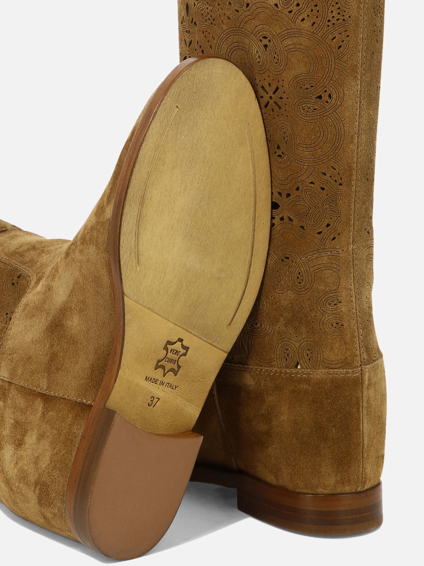 Via Roma 15 Suede boots with inlays Beige