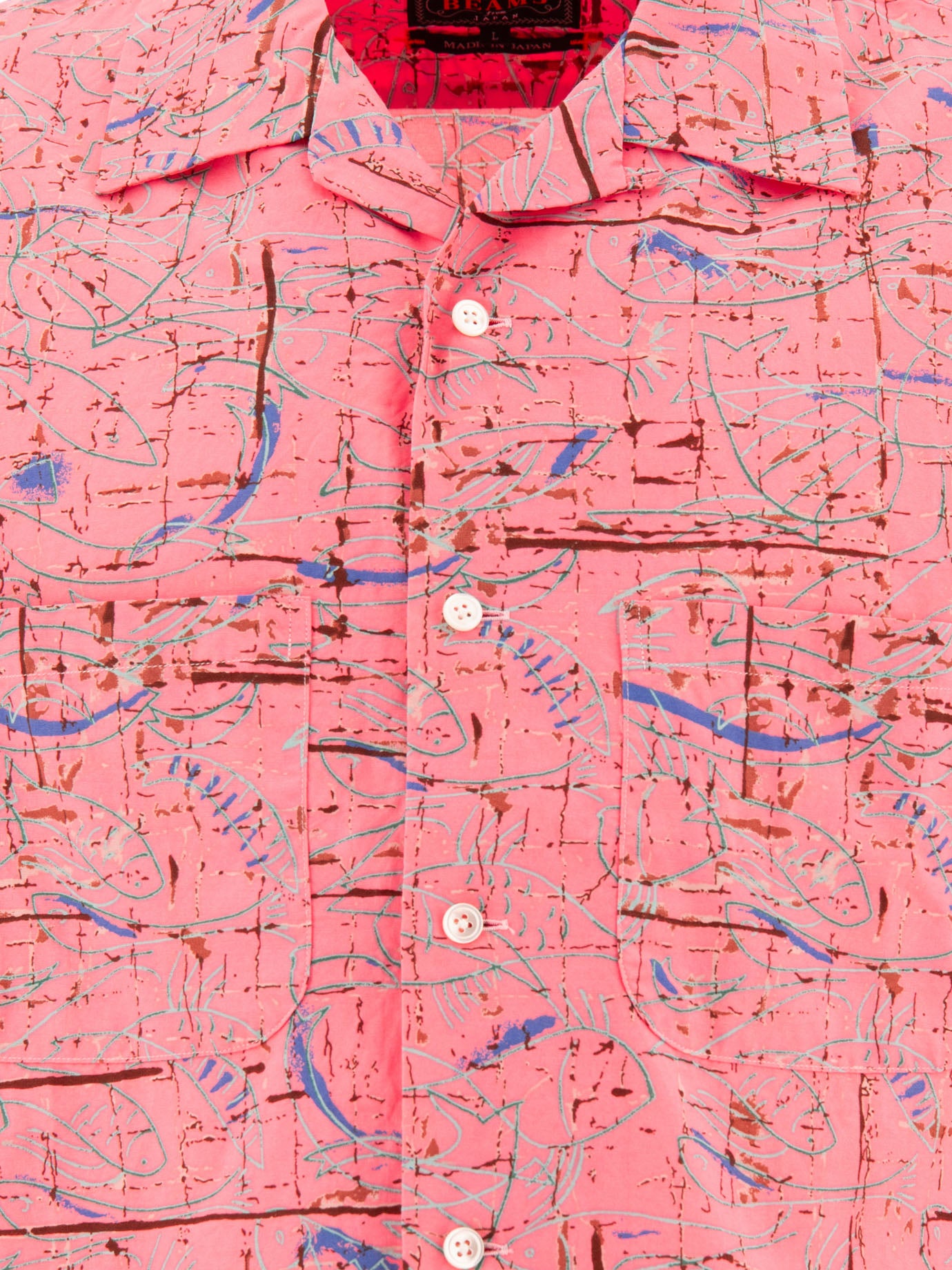 Beams Plus Printed shirt Pink