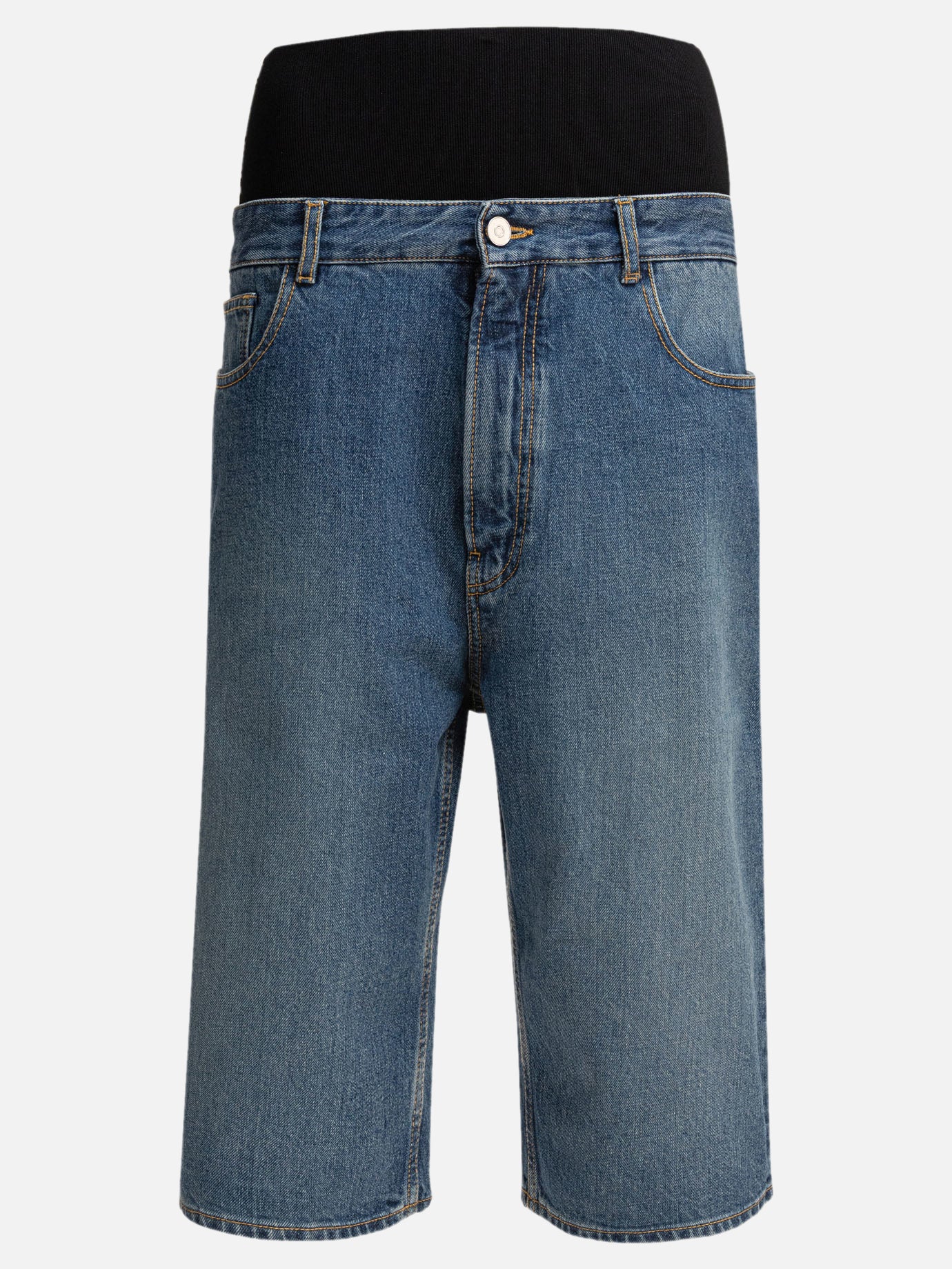 Alaïa Bermuda con cintura in maglia 12349007_36 Blue thumbnail_1