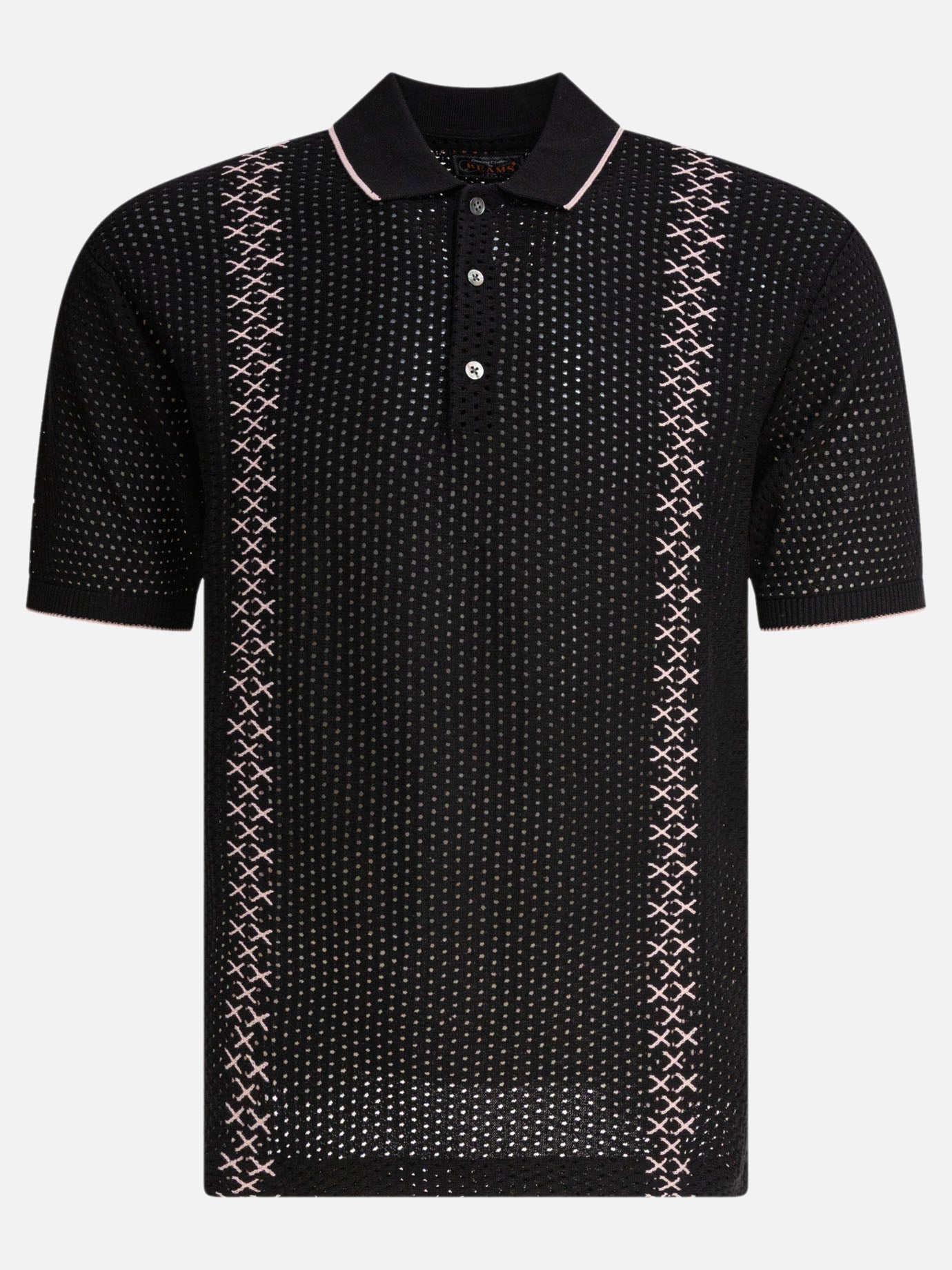 Polo shirts with buttons Textured knit  Black - Beams Plus Men | PDP | VIETTI Online Store | Zoom-Modal
