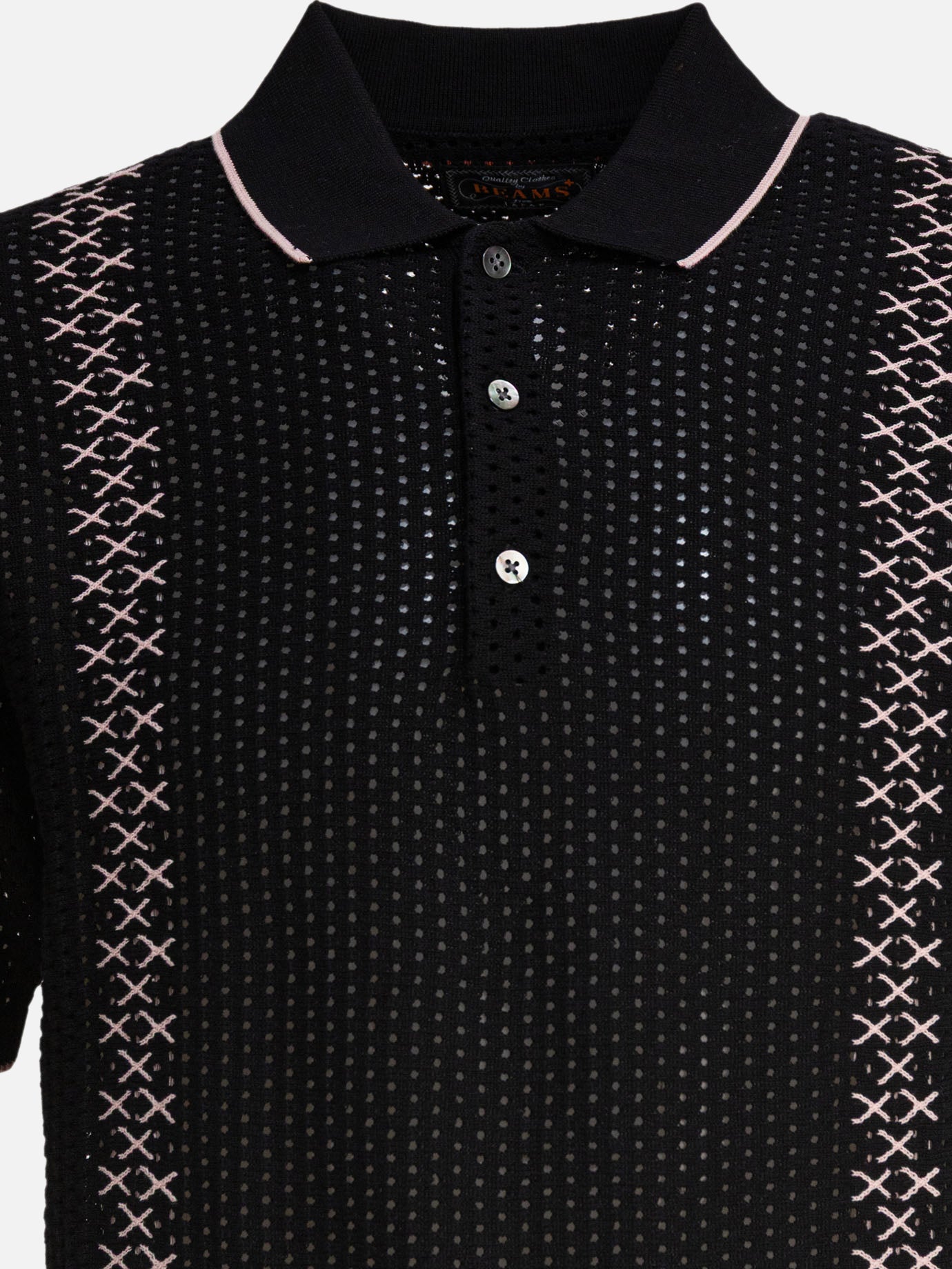 Polo shirts with buttons Textured knit  Black - Beams Plus Men | PDP | VIETTI Online Store | Zoom-Modal_3
