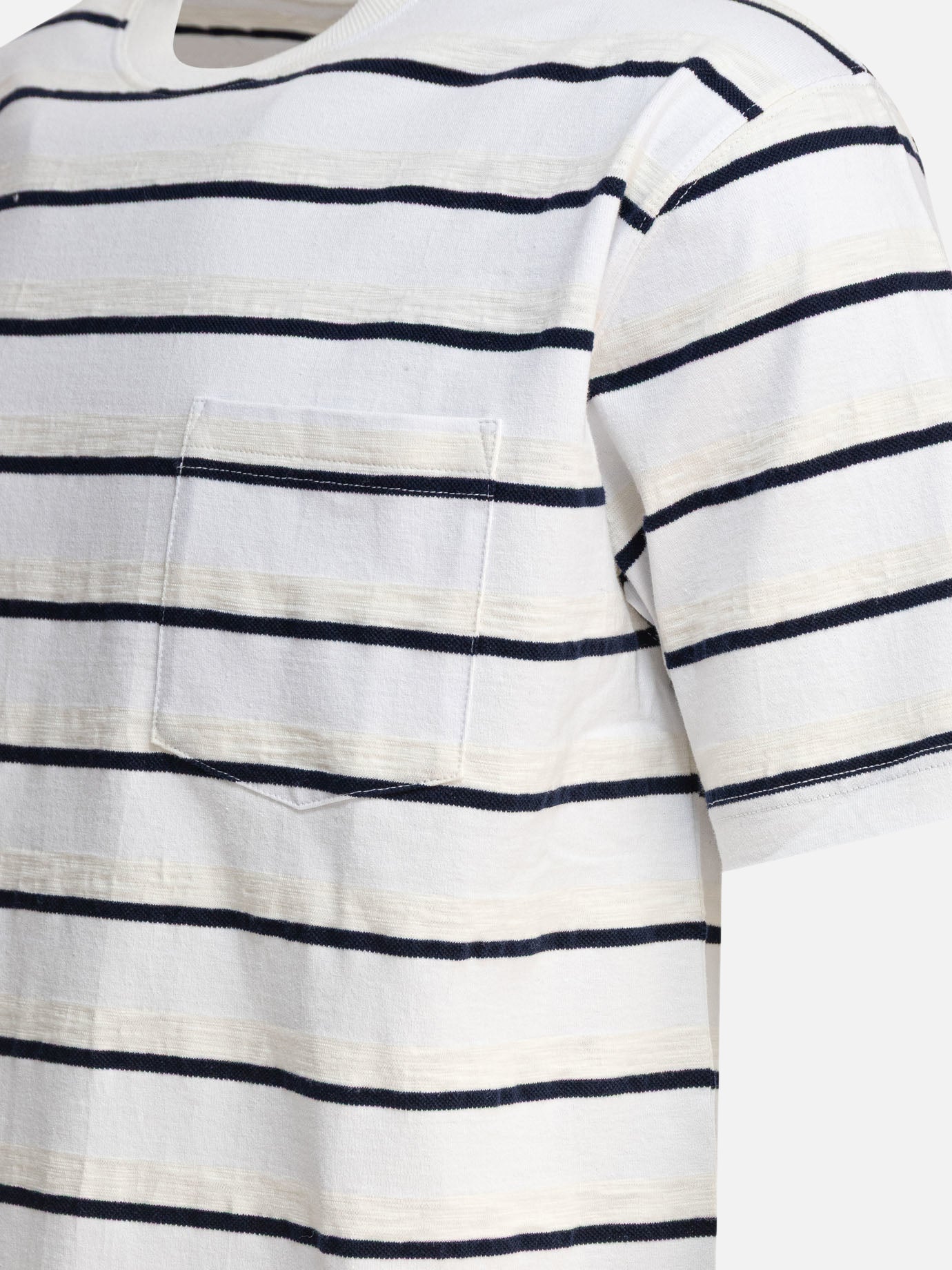 Beams Plus T-shirt a righe 16412622_S White thumbnail_4