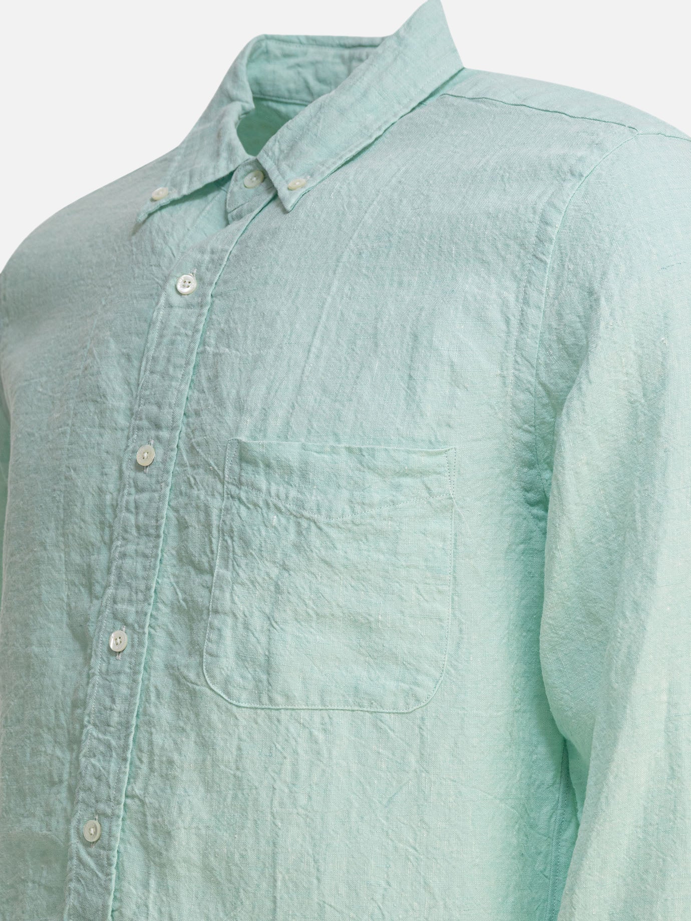 Beams Plus &quot;Linen Solid&quot; Shirt 11670629_S Green thumbnail_4