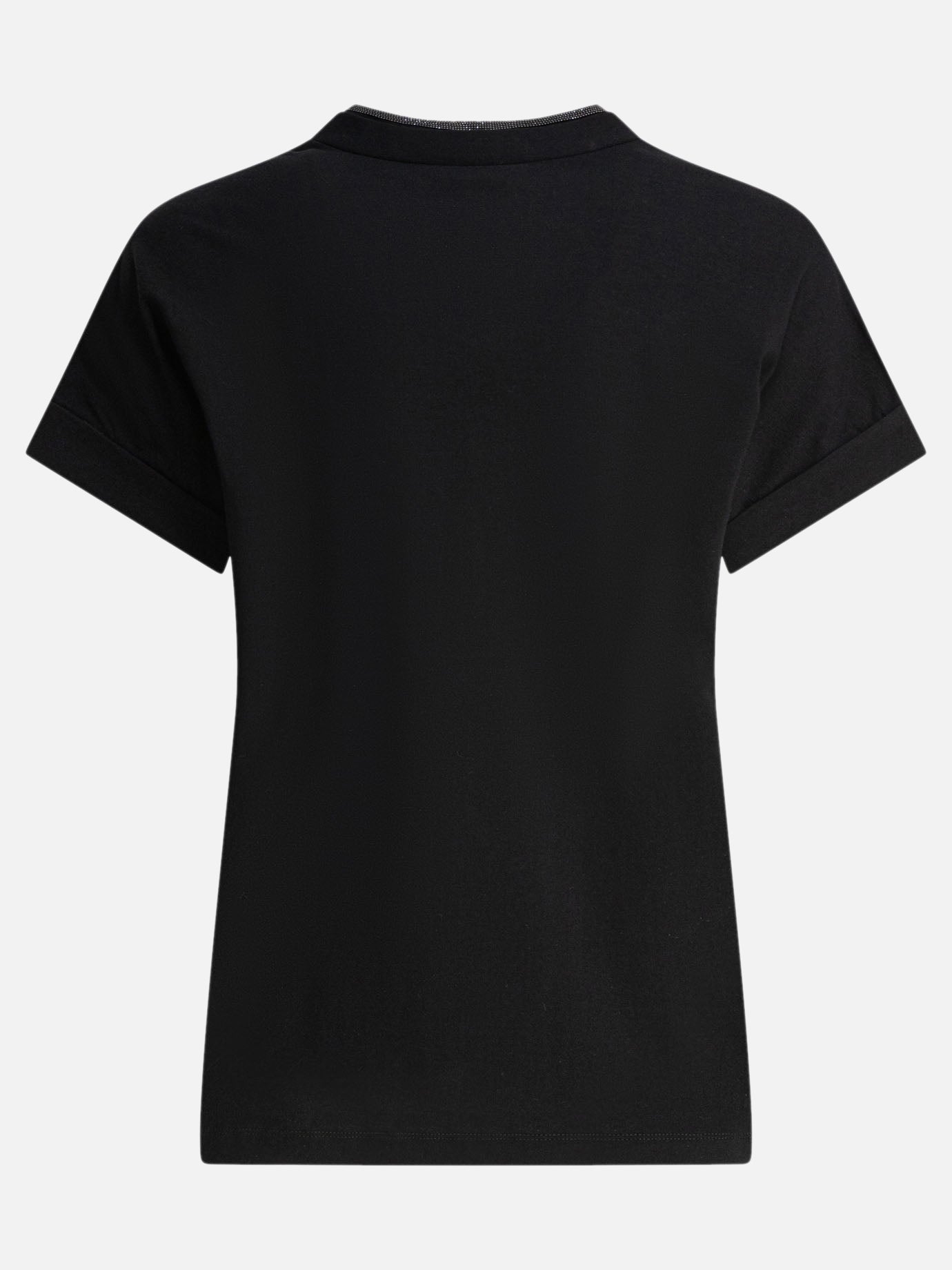 V neck t-shirts Solid colour  Black - Brunello Cucinelli Women | PDP | VIETTI Online Store | thumbnail_2