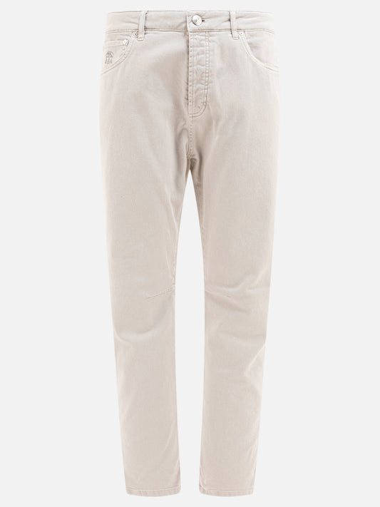 Jeans a gamba dritta Solid colour  Grigio - Brunello Cucinelli Uomo | VIETTI Online Store 
