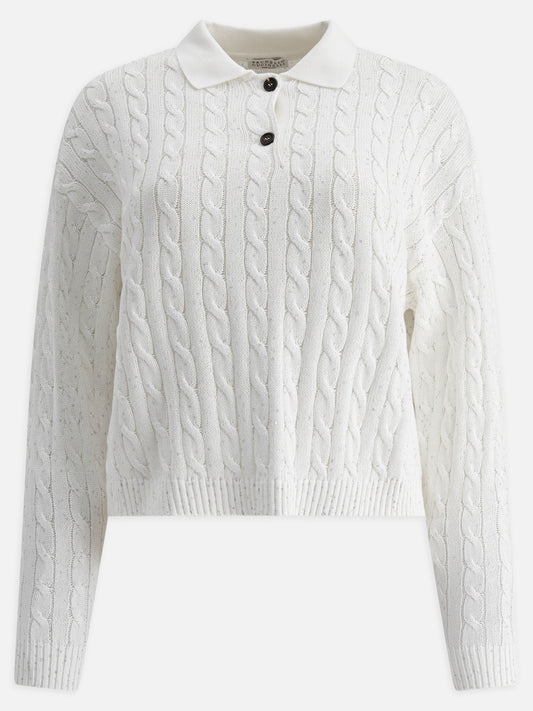 Polo con bottoni Solid colour  Bianco - Brunello Cucinelli Donna | PLP | VIETTI Online Store 
