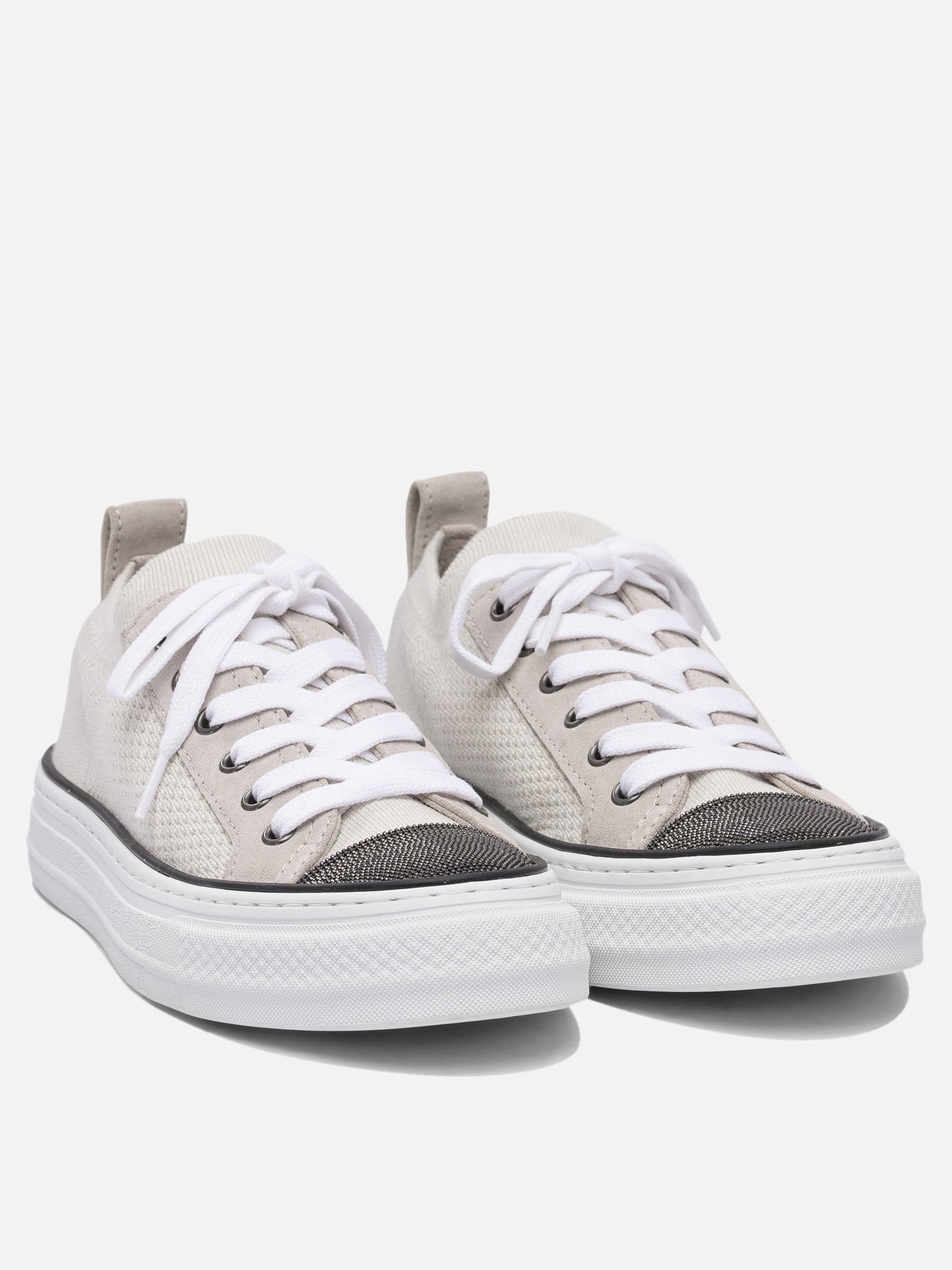 Sneaker basse 50% leather 50% cotton - 100% rubber  Beige - Brunello Cucinelli Donna | PDP | VIETTI Online Store | Zoom-Modal_2
