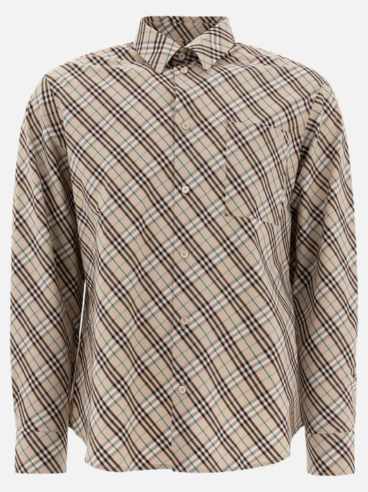 Burberry Cotton Check Shirt 16794608_S Beige 1