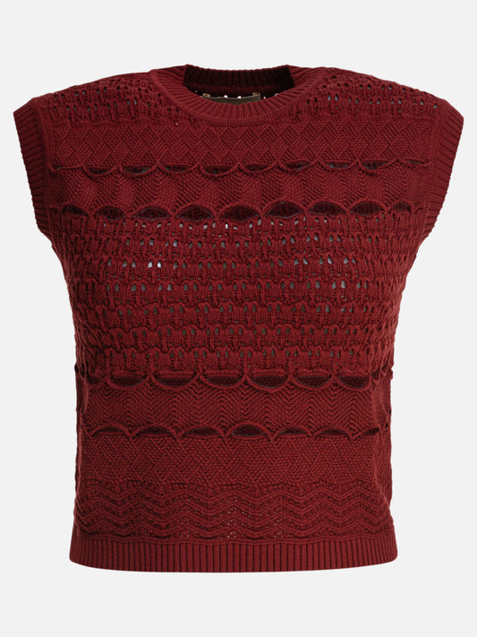 Elie Saab Textured knit top 12932905_S Bordeaux 1