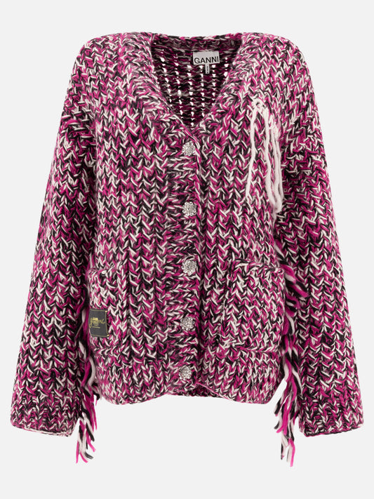 Cardigans Textured knit  Purple - Ganni Women | PLP | VIETTI Online Store 
