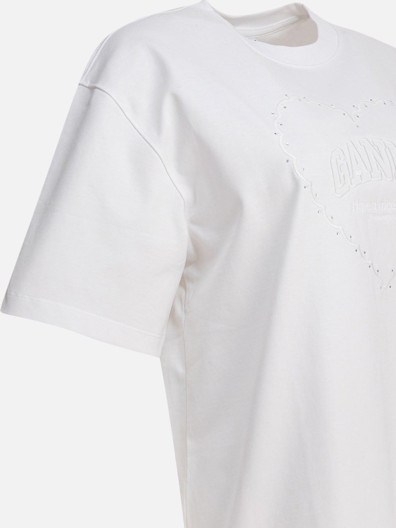Ganni T-shirt in cotone con logo 19943362_XS White thumbnail_4