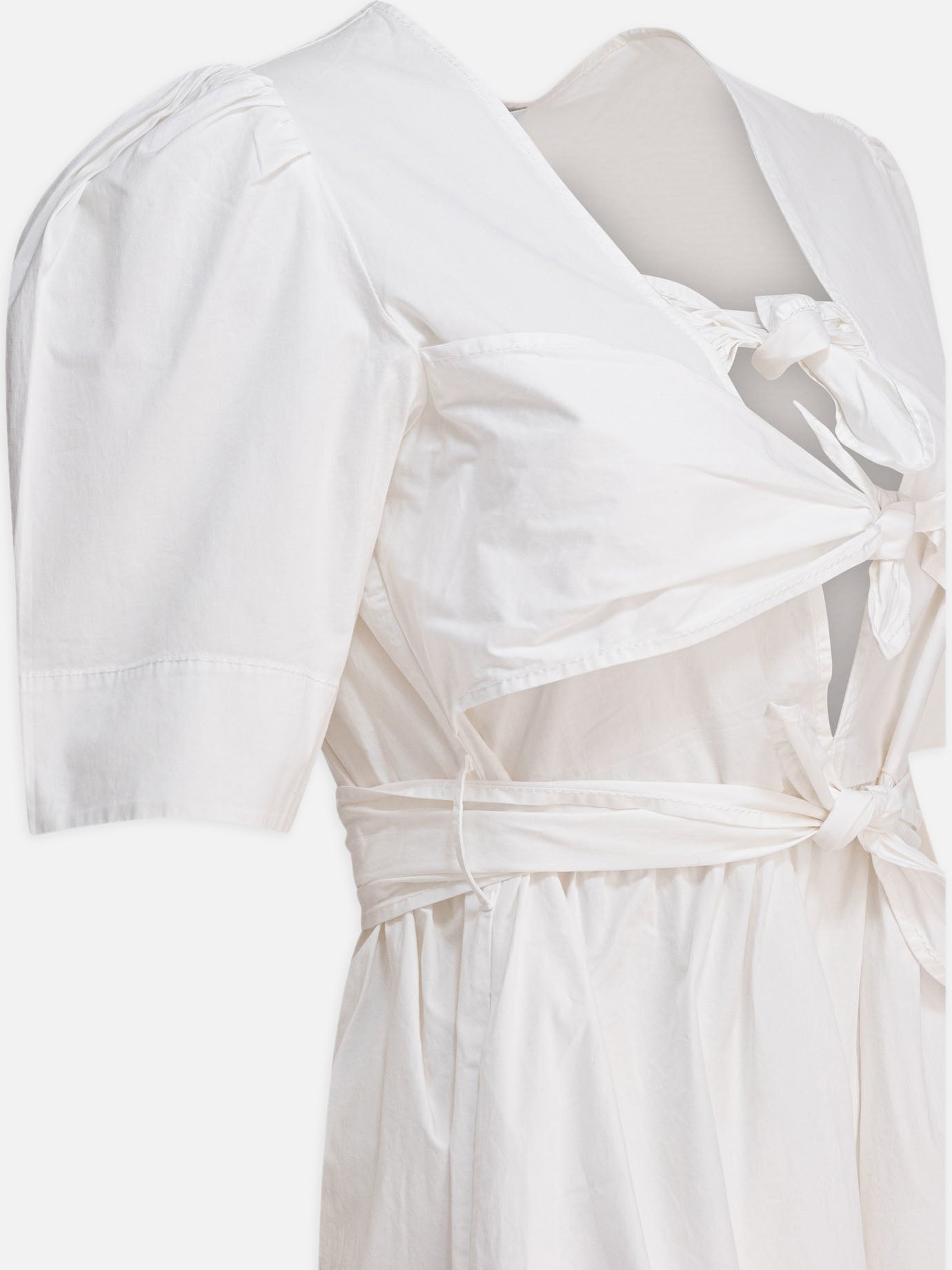 Ganni Midi dress with bows 12588270_34 White thumbnail_4