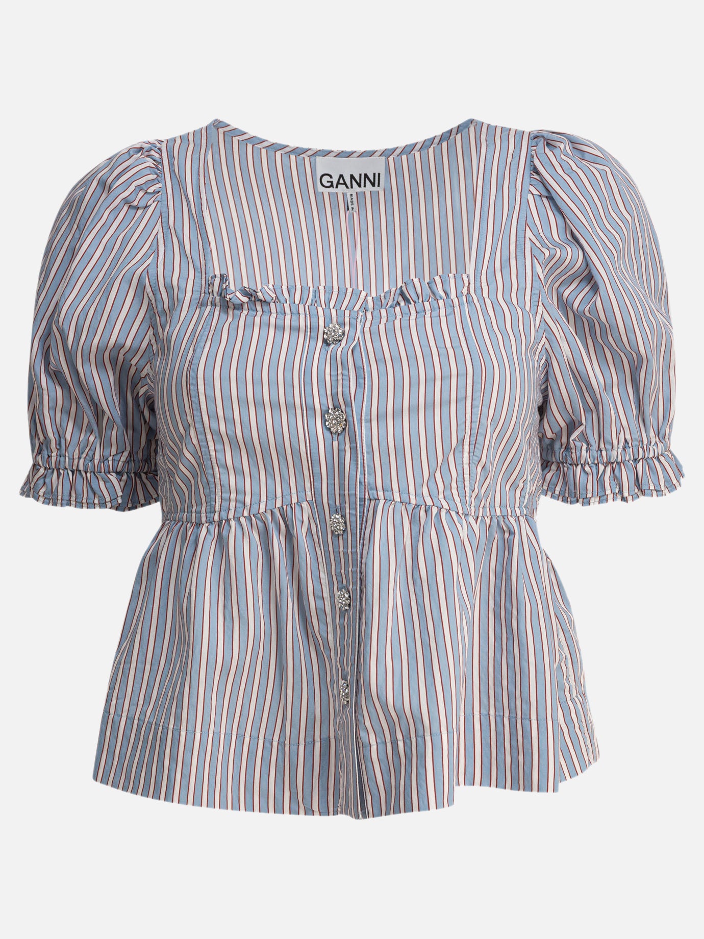 Blouses Striped  Light blue - Ganni Women | PDP | VIETTI Online Store | thumbnail