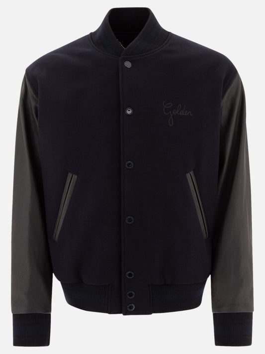 Golden Goose Bomber in lana e pelle 18116440_48 Blue 1