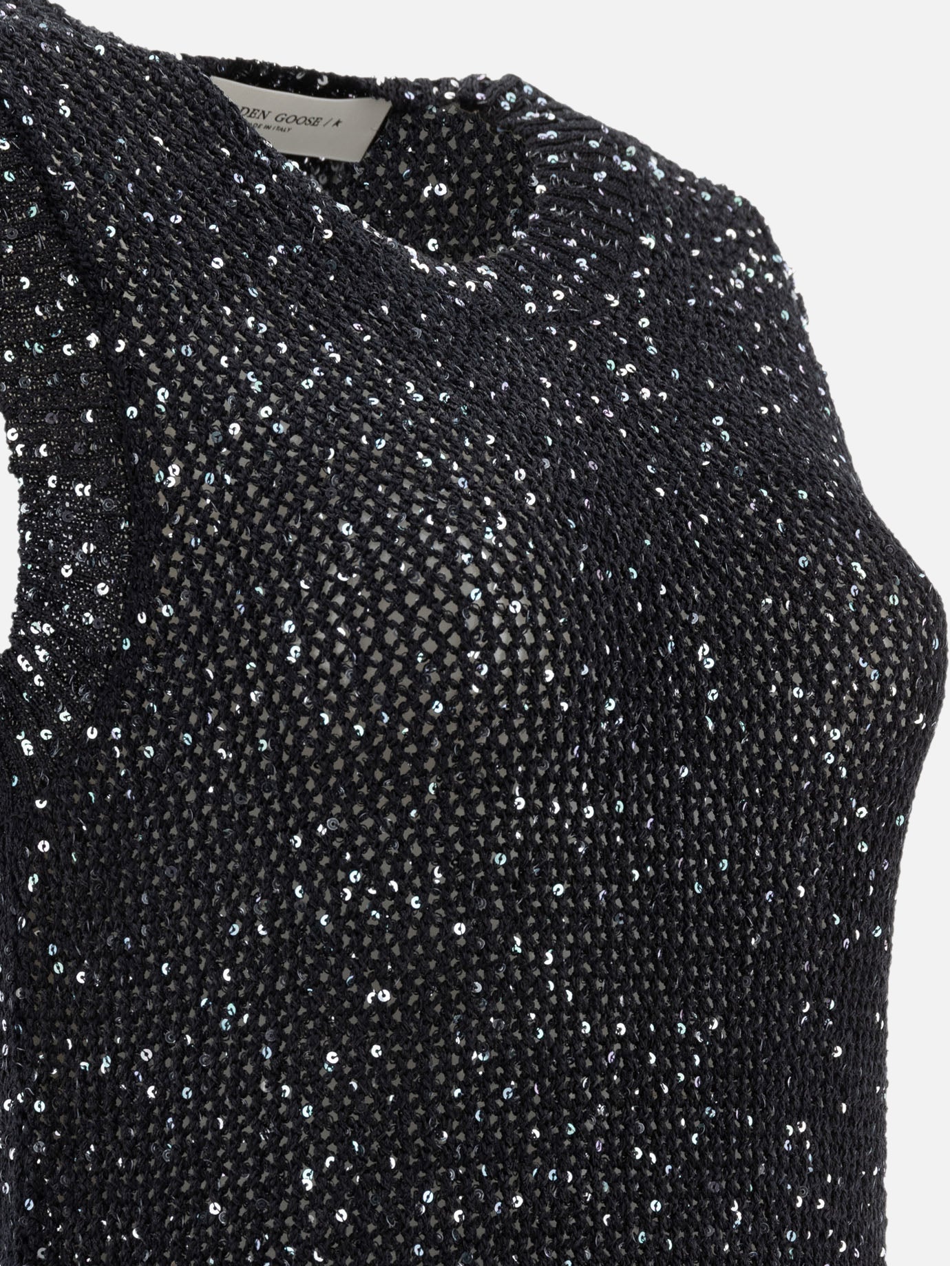 Golden Goose Top in maglia con paillettes 16021184_XS Black thumbnail_3