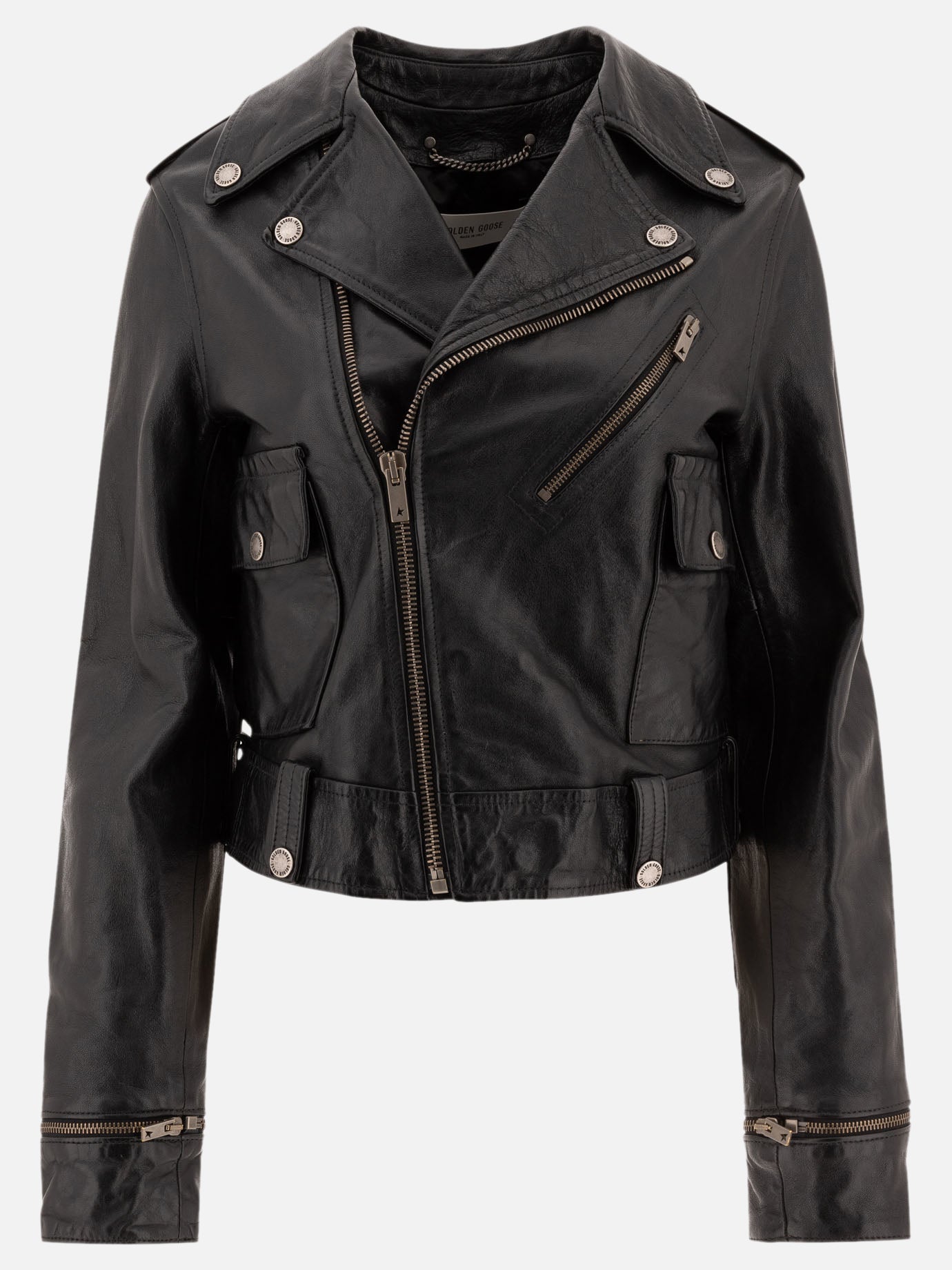 Golden Goose Leather biker jacket Black