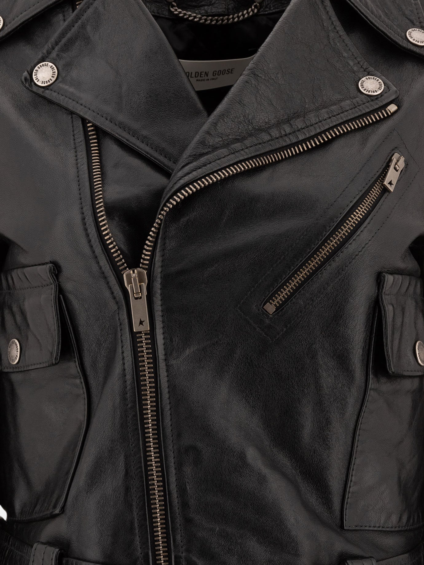 Golden Goose Leather biker jacket 15858253_38 Black thumbnail_3