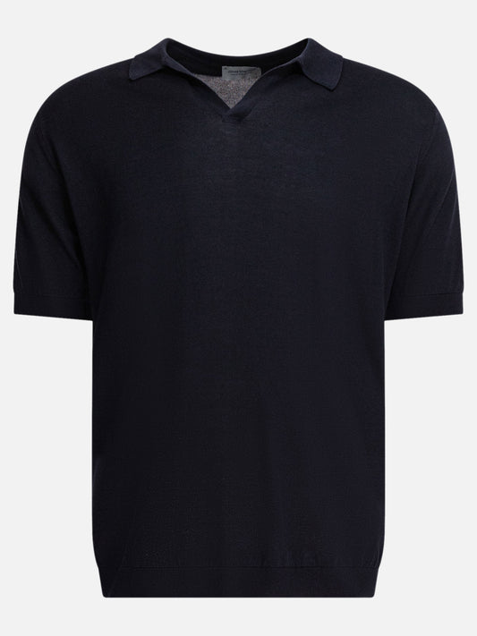 Polo shirts without buttons Solid colour  Blue - John Smedley Men | PDP | VIETTI Online Store 
