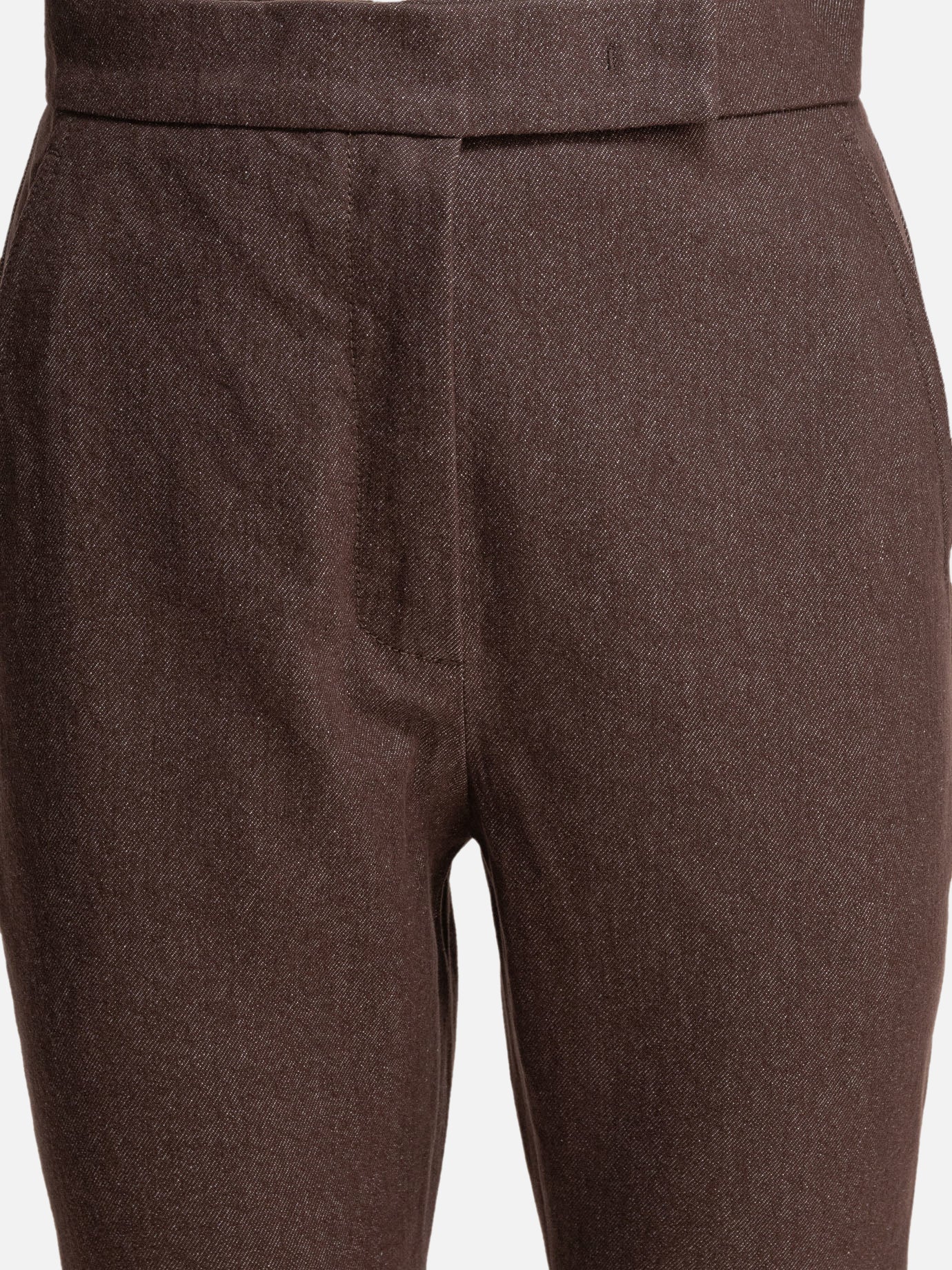 Max Mara Denim-effect cotton trousers Brown