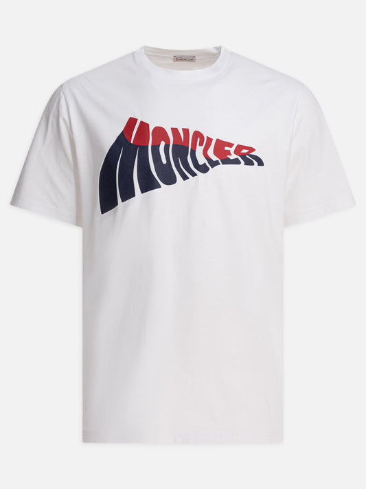Moncler Cotton T-shirt with wave logo White