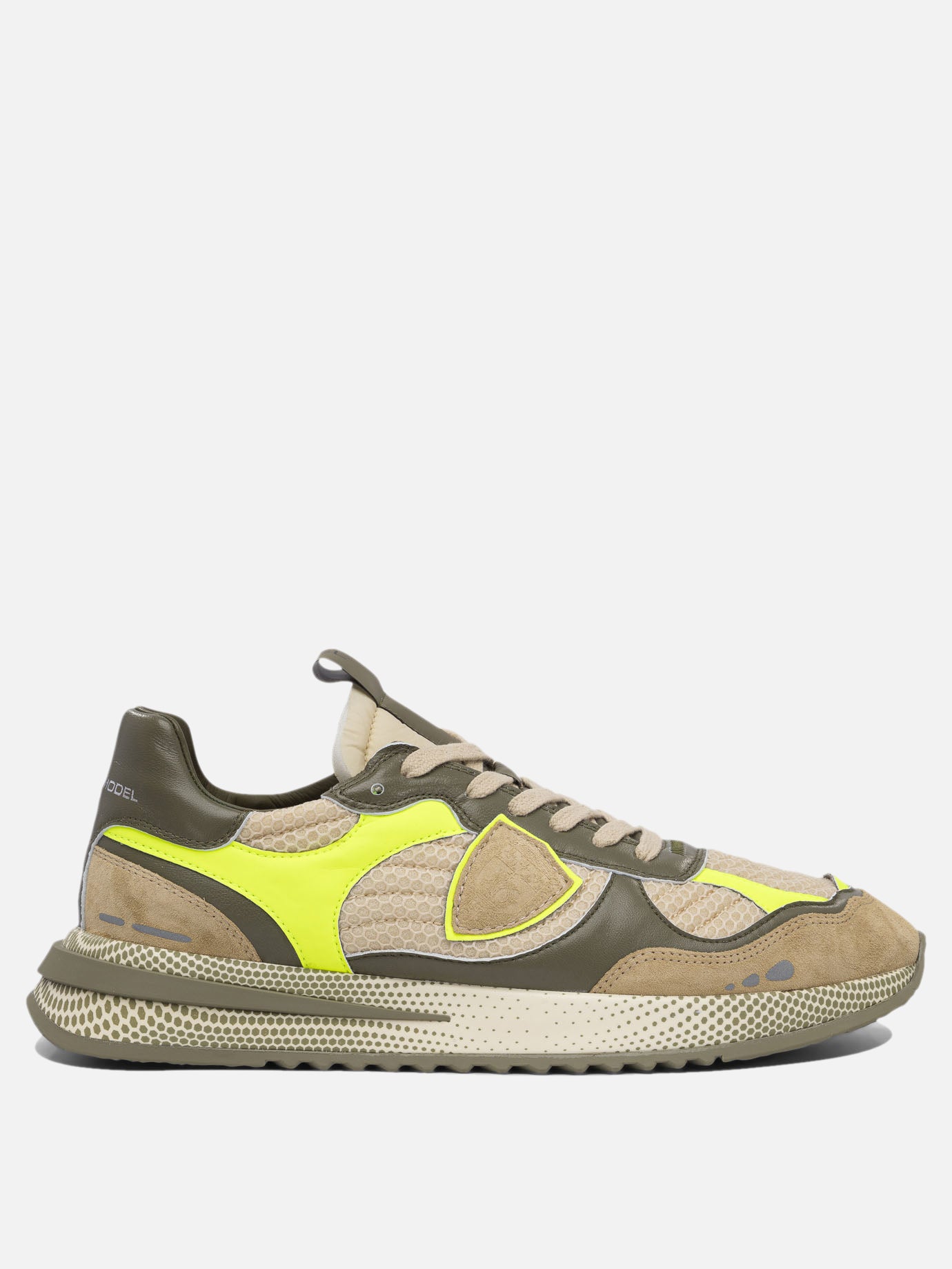 Low top sneakers 50% fabric 25% calf leather 25% sheep leather - 100% poliurethane thermoplastic  Green - Philippe Model Paris Men | PDP | VIETTI Online Store | Zoom-Modal
