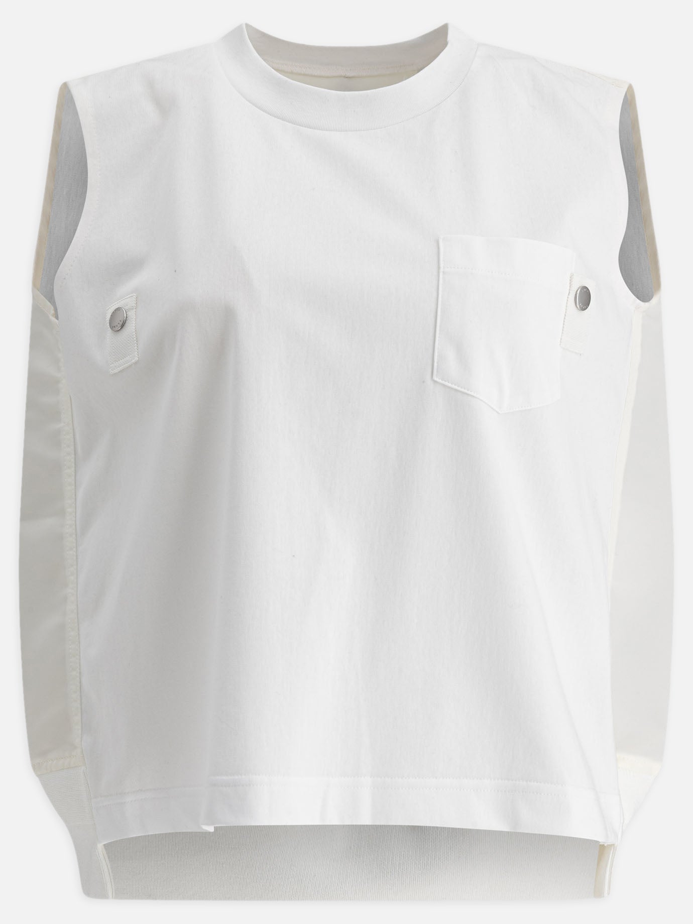 Sacai Cotton jersey and nylon twill tank top White