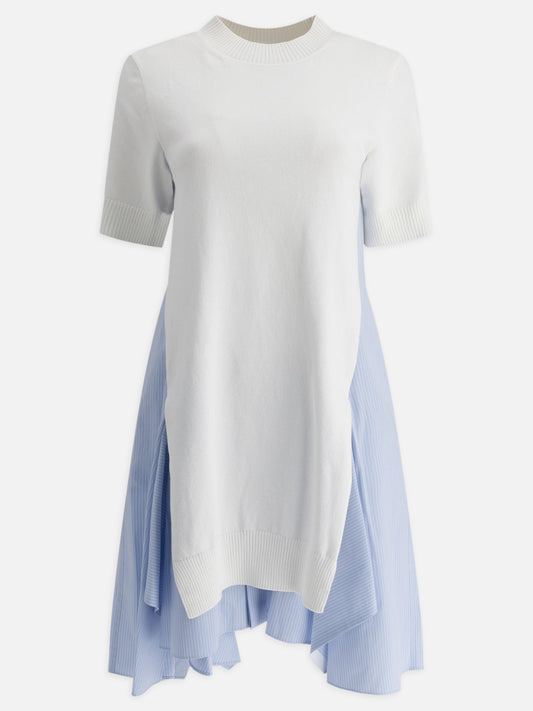 Sacai Cotton and knit dress 16887459_1 White 1
