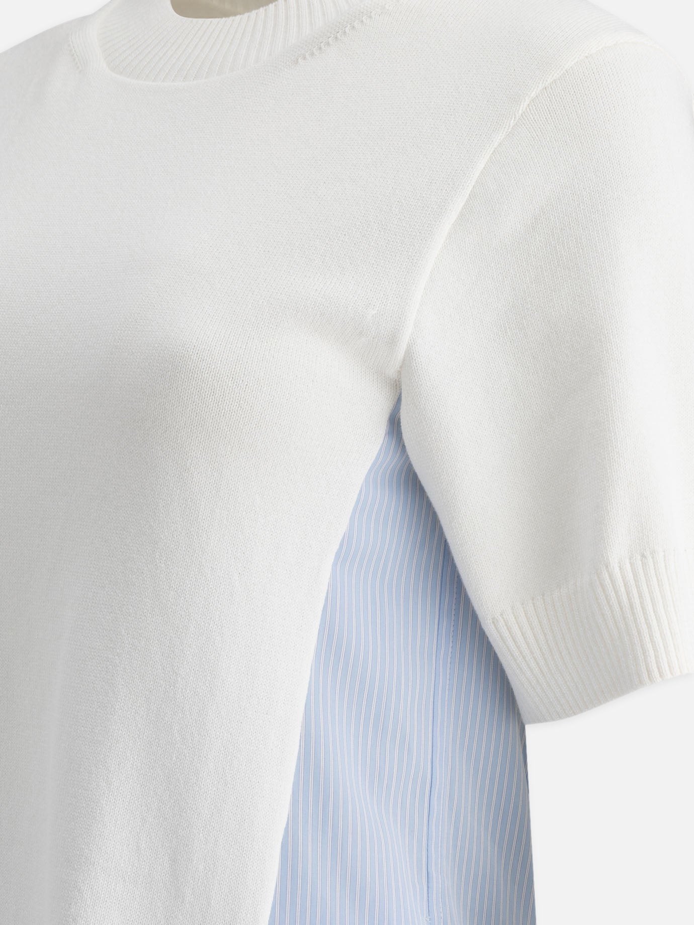 Sacai Cotton and knit dress White