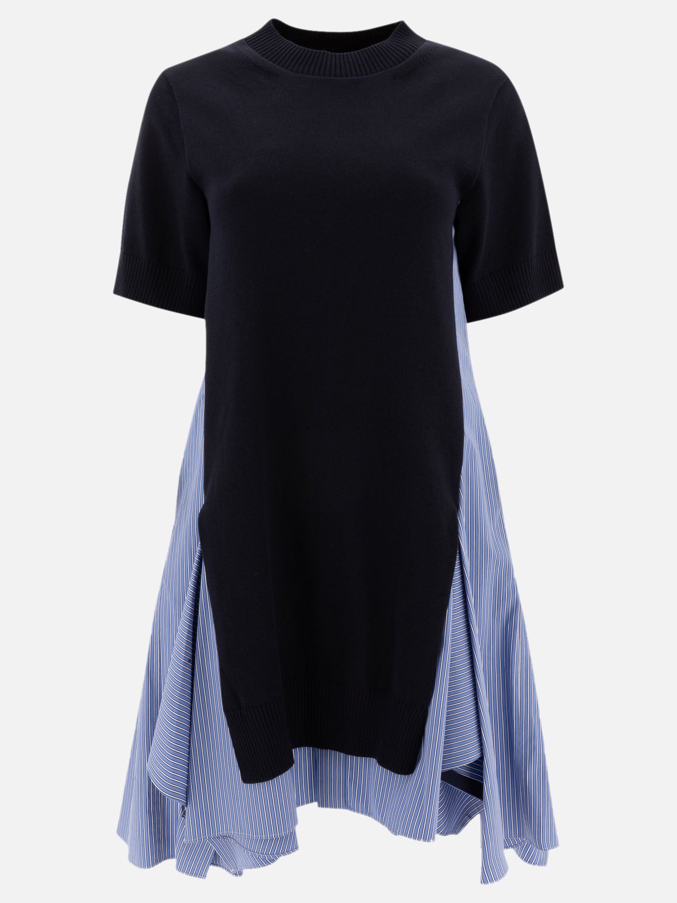 Sacai Cotton and knit dress Blue