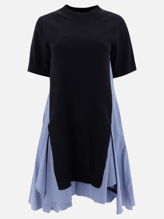 Sacai Cotton and knit dress 19507299_1 Blue 1