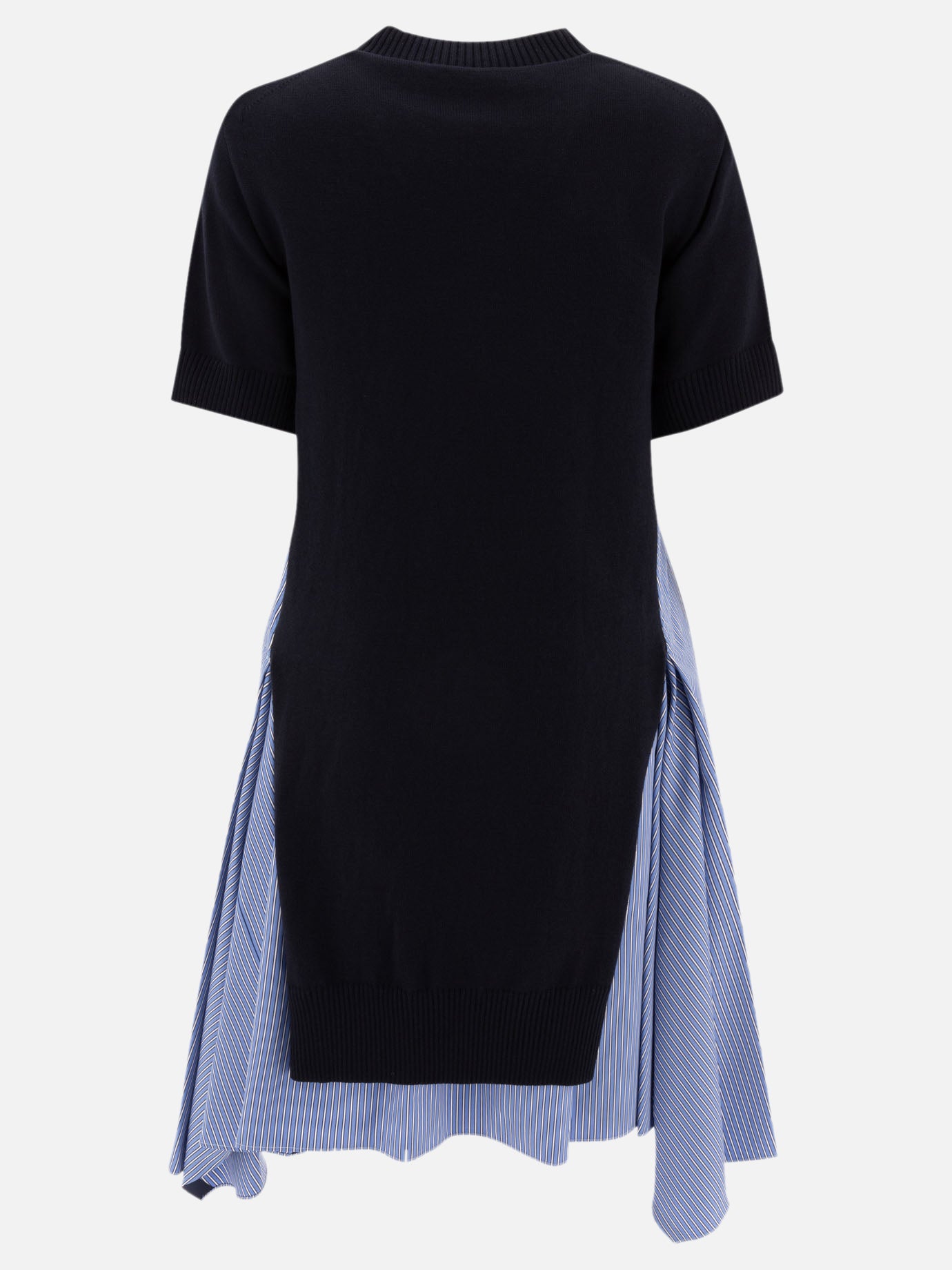 Sacai Cotton and knit dress Blue