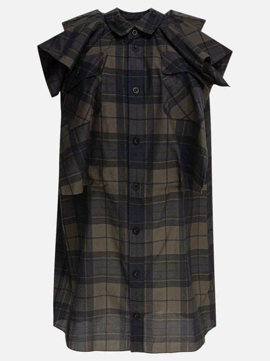 Sacai Plaid print dress 15298046_1 Grey 1