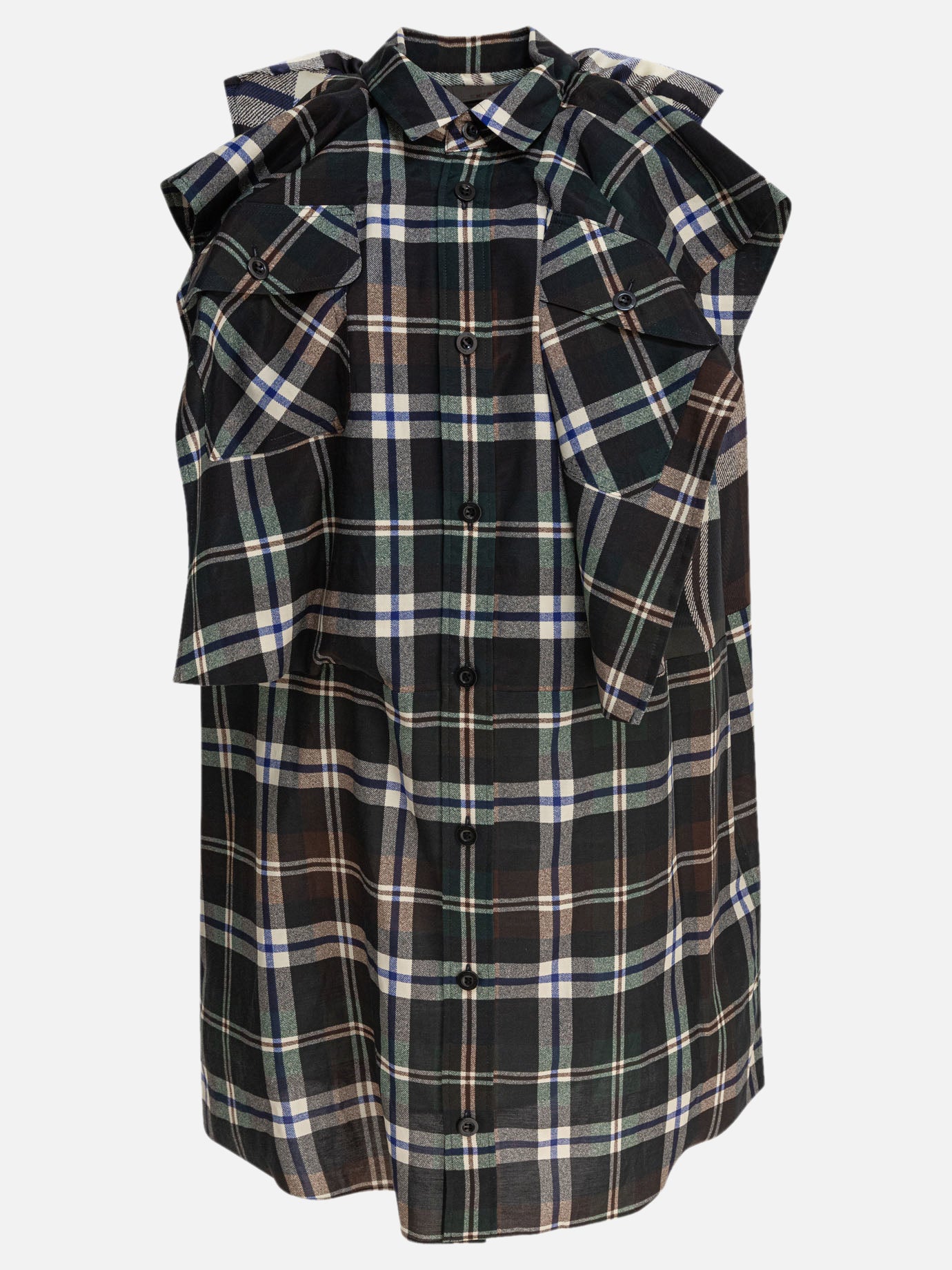 Sacai Abito con stampa scozzese 13616298_1 Black thumbnail_1