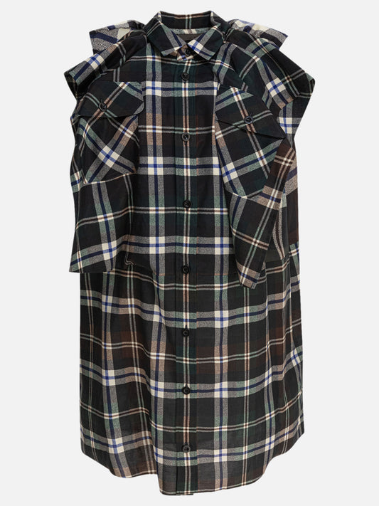 Sacai Plaid print dress 13616298_1 Black 1