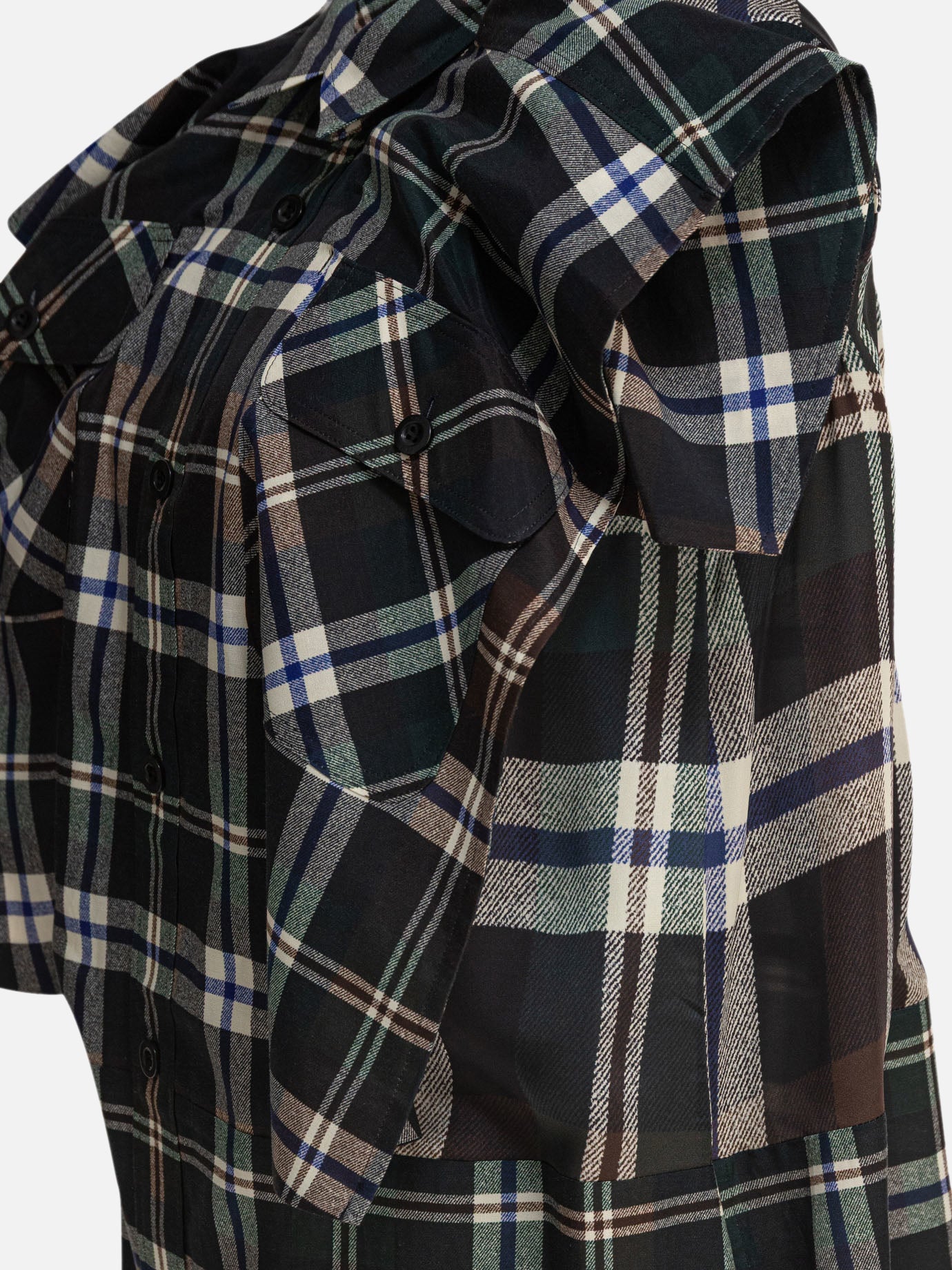 Sacai Abito con stampa scozzese 13616298_1 Black thumbnail_4